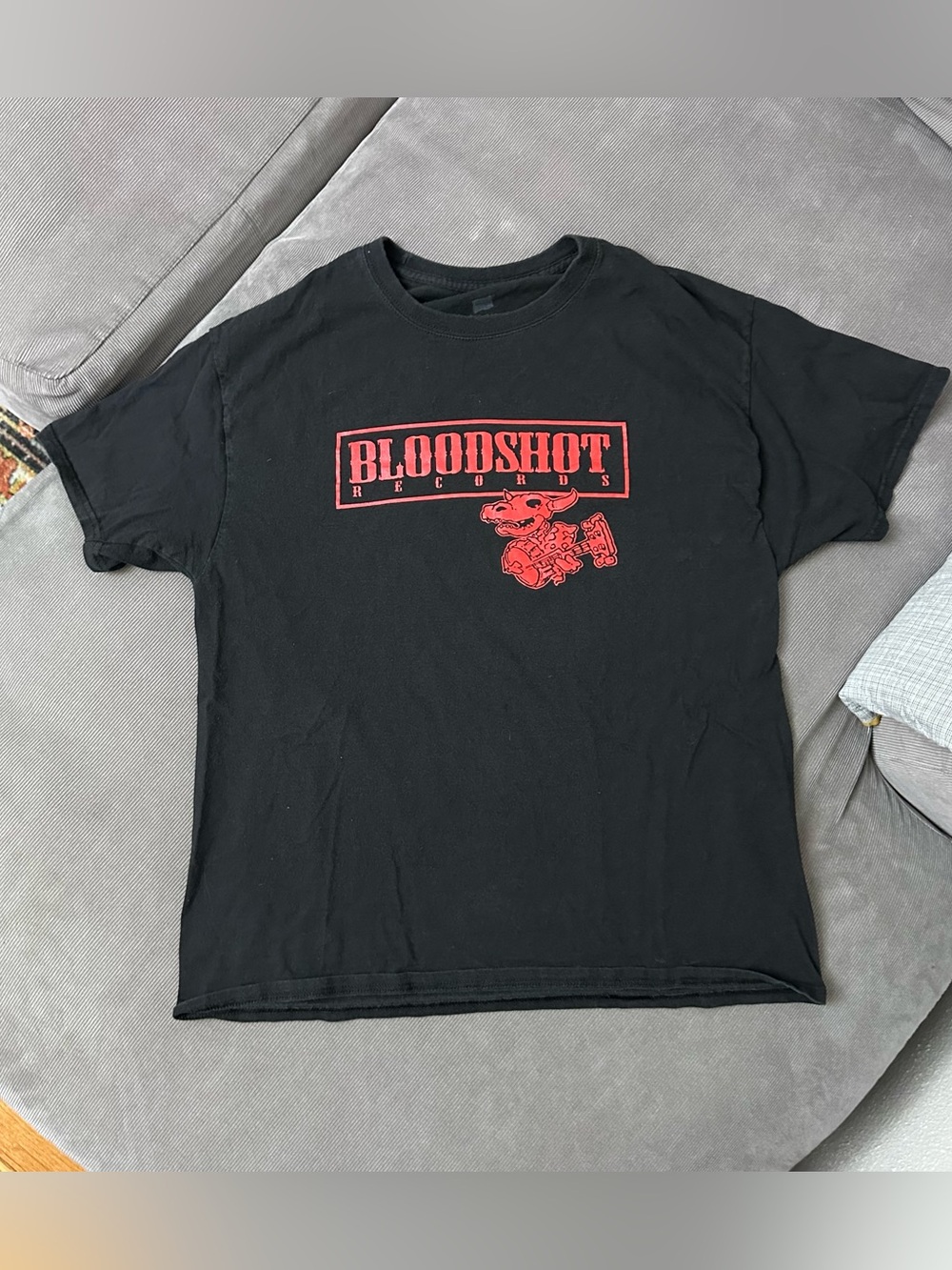 Bloodshot Records Chicago Authentic Cotton T-Shirt Black Mens Large